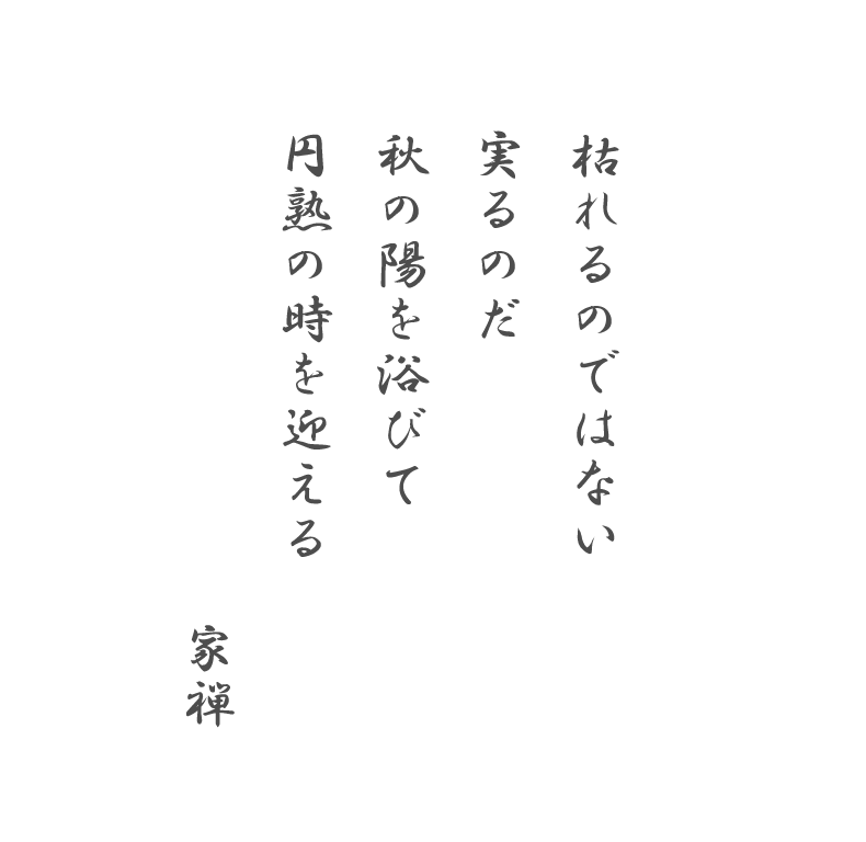 枯れるのではない 実るのだ 秋の陽を浴びて 円熟の時を迎える